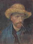 Vincent Van Gogh Self-Portrait with Straw Hat and Pipe (nn04) painting